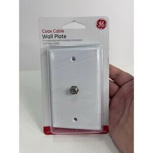 NEW GE Coax Cable Wall Plate w/Screws for F type Cables 40050 White Sealed